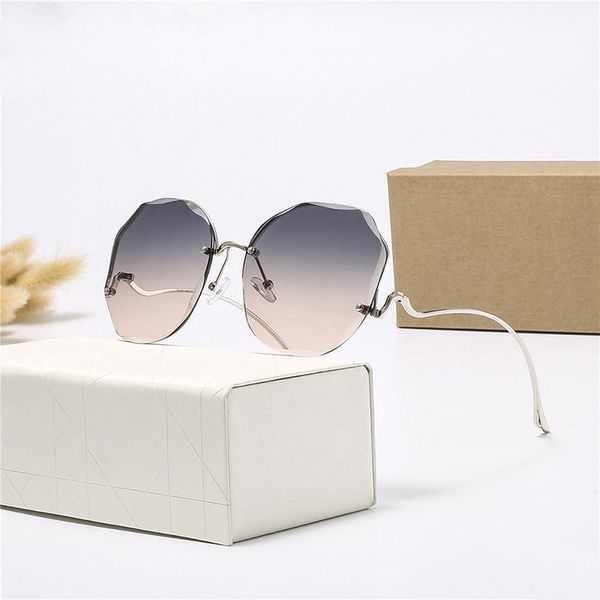 

new personality fashion women sunglasses wave cut edge polished ocean lens metal irregular temple design round mirror zhaowei same style ava, White;black