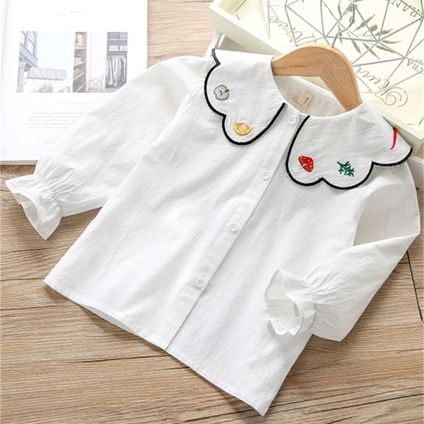 

girl baby petal-collar embroidered shirt girl long-sleeve 210306, White;black