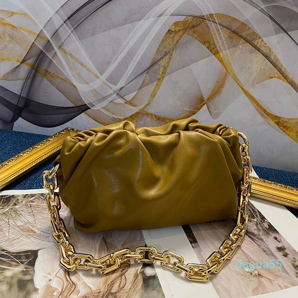 

women luxurys designers bags 2021 real leather cloud soft wrinkled dumpling shoulder messenger large chain
