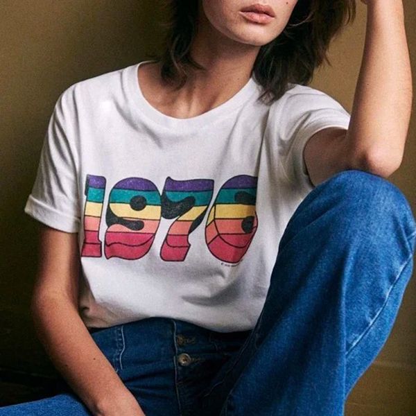 

new print t femme short sleeve round neck colored letters cotton 2021 dreamy graffiti vintage tees women tee shirt 4n4p, White