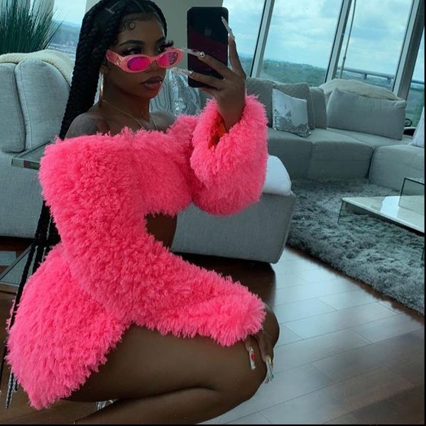 

matching set women off shoulder long sleeve crop and skirt sets fashion 2021 autumn new fluffy two piece, Gray