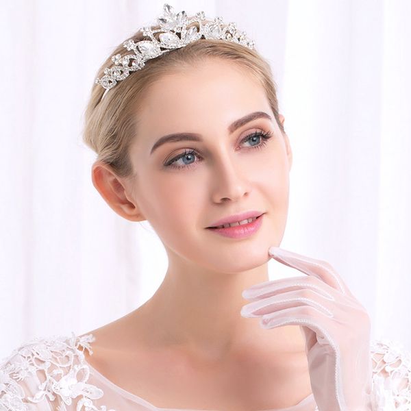 

wedding bride queen tiaras and crowns fashion full big austrian crystal hair jewelry bridal dress accessories hairpieces jci073, White;golden