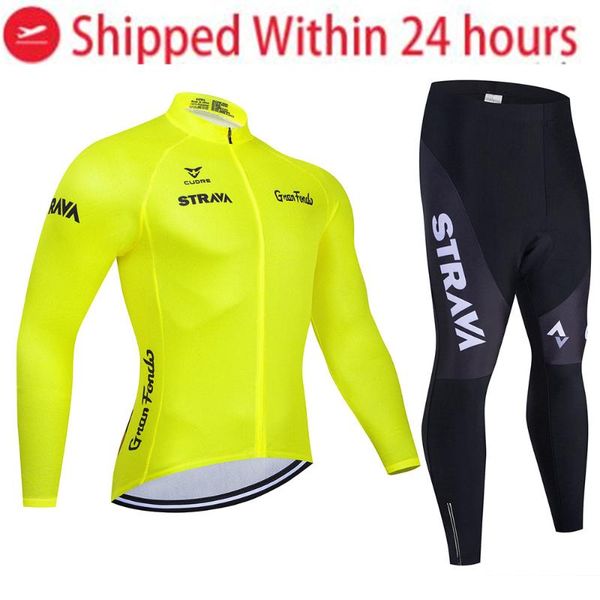 

racing sets 2021 strava men's cycling jersey long sleeve set mtb bike clothing maillot ropa ciclismo hombre bicycle wear 20d gel bib pa, Black;blue
