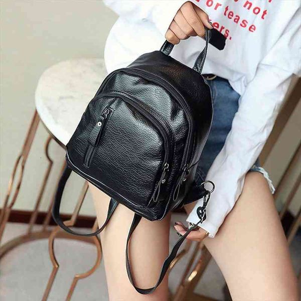 

female backpack pu leather women multi function fashion girl casual rucksacks lady shoulder bag