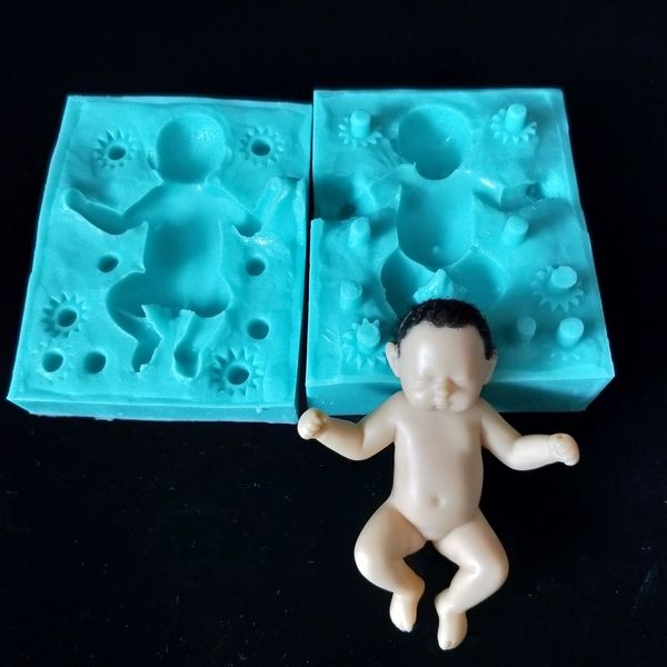 Baby Silicone Mold Fondant Sabonete Molds Gypsum Chocolate Vela de Chocolate Moldes Moldes Moldes Eco-Friendly Silica Gel Gel Clay Resina F1324 Przy 3D 3D 210225