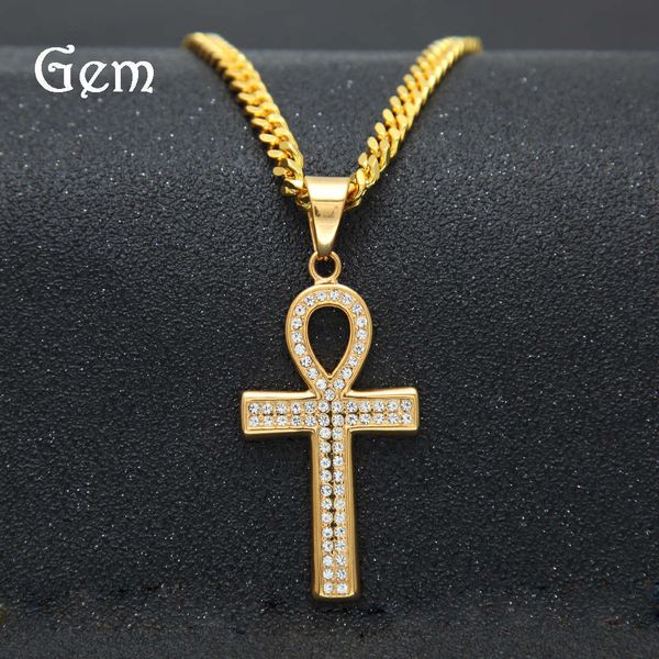 

ankhpendant men's hip hop diamond cross key pendant, Silver