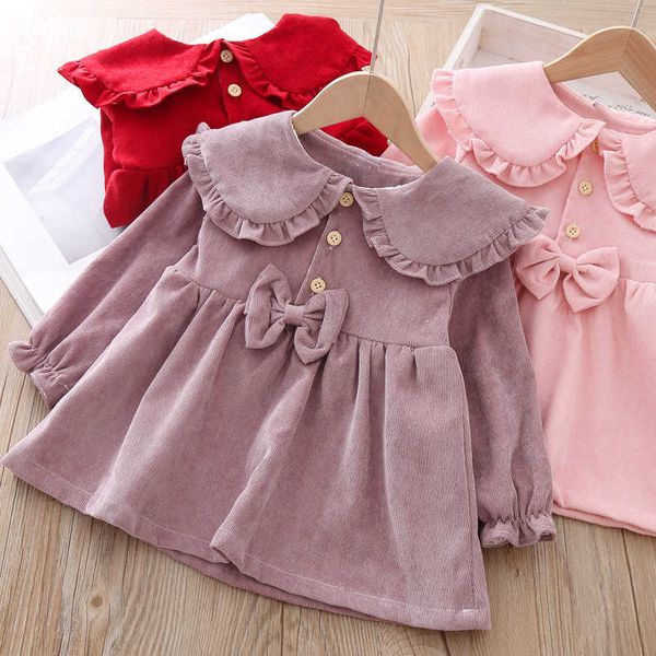 Frühling und Herbst Baby neue Langarm Revers drNewborn 1 Jahr Geburtstag Party DrInfant Taufe Kleid X0803