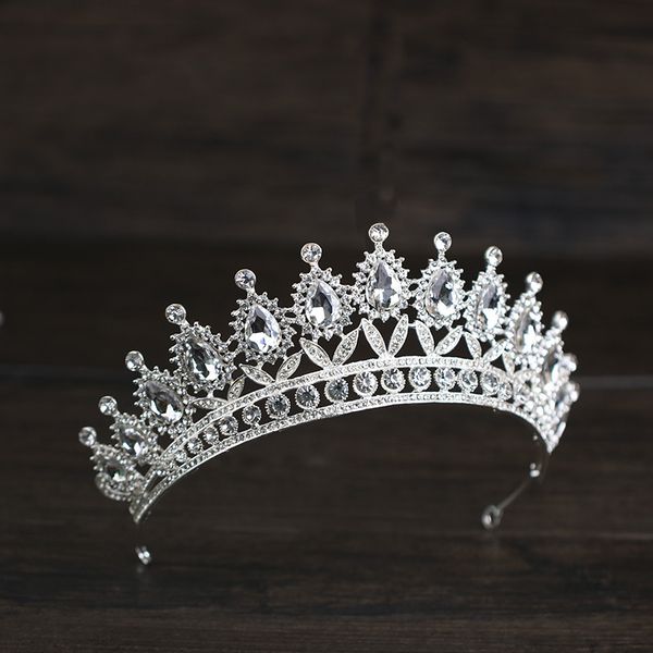 

silver color crystal bridal crown headpieces sparkly rhinestones wedding tiara diadem hair accessories for women headband headdress female h