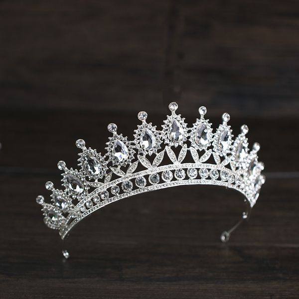 Cor de prata Crystal Crown Crown Headpieces Sparkly Rhinestones Casamento Tiara Tiara Acessórios De Cabelo Para Mulheres Headband Headdress Feminino Cabeça Jóias Al9691