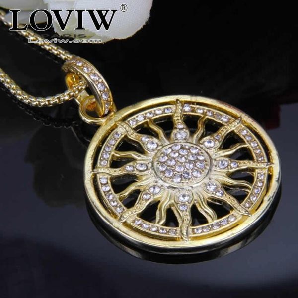 

pendant necklaces golden color sun & necklace zirconia pave brand jewelry for women christmas gifts collier yellow, Silver