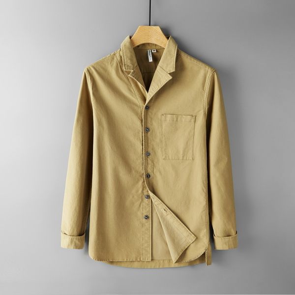 

2021 spring and autumn new simple pocket long sleeve brand fashion casual loose cotton jackets for men solid jacket male ipsg, Black;brown