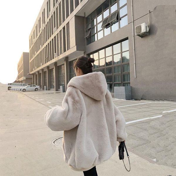 

women's fur & faux fashion luxury streetwear long coat women jacket overcoat coats and jackets sweet street style, Black