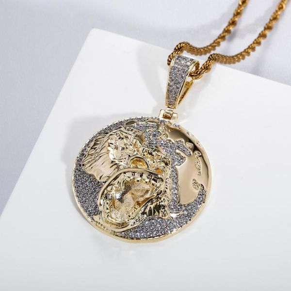 

pendant necklaces iced out bling cubic zircon round necklace fashion hip hop men jewelry gift, Silver