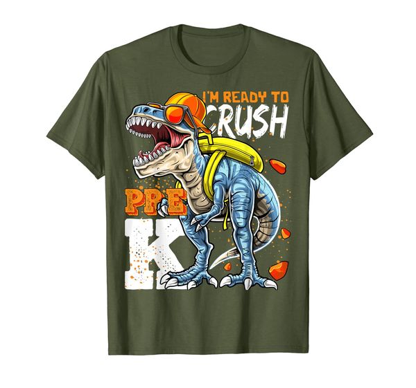 

Ready To Crush Pre-K Dinosaur Back to School Shirt Boys Gift, Mainly pictures