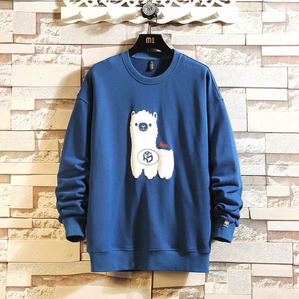 

2021 new men hip hop sweatshirts stereo alpaca print fashion o-neck pullover hoodies autumn winter basic clothes gcly, Black