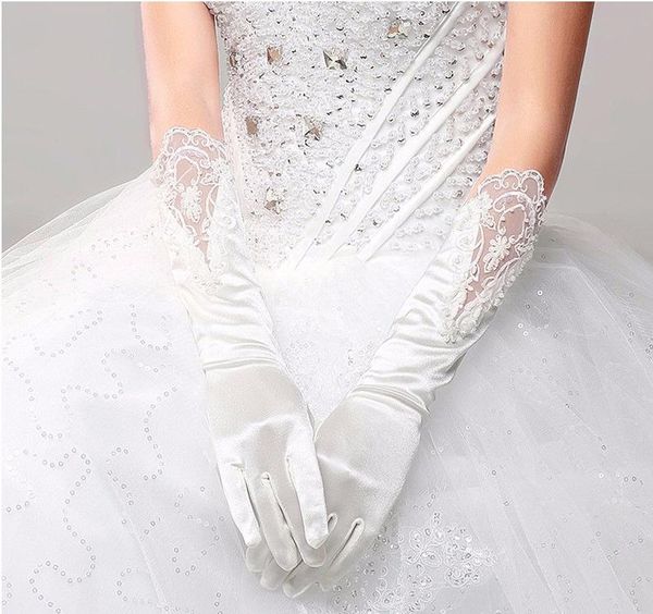 

bridal gloves promotional uniform wedding all fingers long satin opera bride dress accessories white
