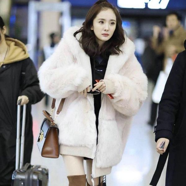 

women's fur & faux autumn winter style coat female short star with imitation hair loose long sleeves women, Black