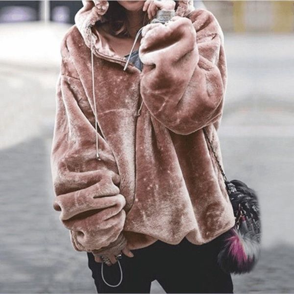 

women's hoodies & sweatshirts 2021 women warm hooded fall winter long sleeve plush plus size casual velvet, Black
