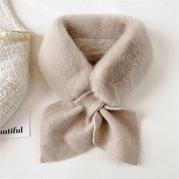 

scarves scarf in autumn and winter female imitation rex wool bib thickened warm three tube, Blue;gray