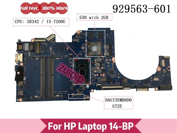 

motherboards dag72emb6d0 929563-601 for lap14-bp 14-bp038tx motherboard 929563-501 929563-001 g72e with -7200u 530/2gb ddr4