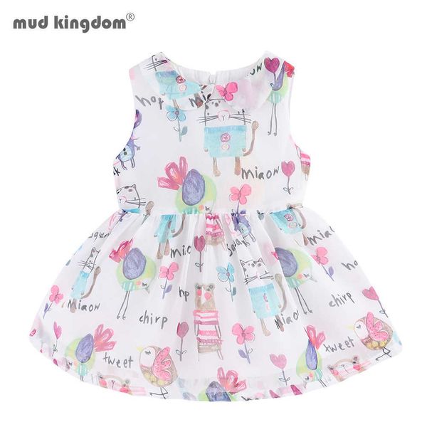 Mudkingdom Chiffon Girls Jumper Dress Unicorn Toddler Peter Pan Collar per abiti estivi Animal Adorable 210615