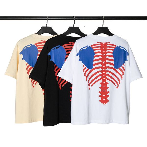 

2021 new apricot black white kapital t-shirt men women skeleton bone printing t shirts bae embroidery tee m2lz