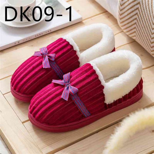 

warm cotton slippers for female lovers indoor non-slip plus plush thick sole dk09 210805, Black