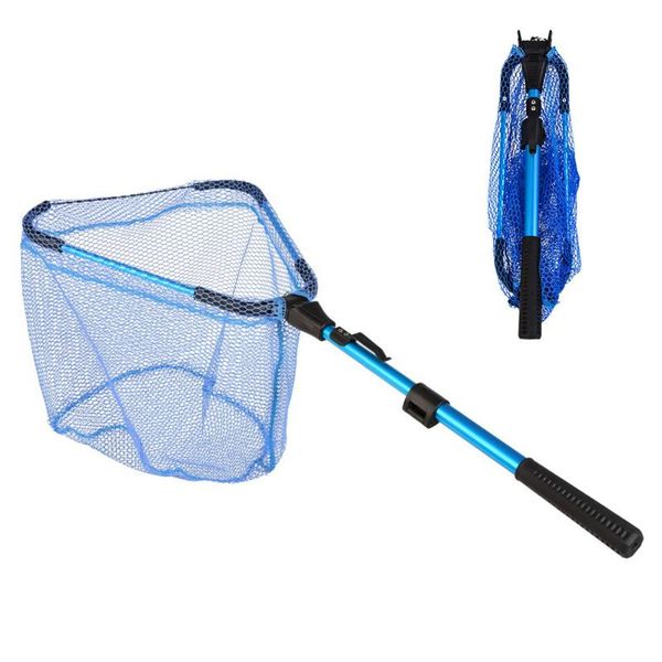 

2 section collapsible fishing net telescoping folding fish landing net for fishing catch and release tackle