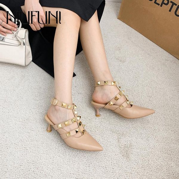 

dress shoes pointed rivet cup heel summer women's sandals roman gladiator hollow low heels buckle solid color party, Black