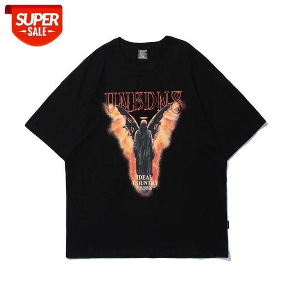 

seveyfan 2021 men's rock angel printed tees hip hop oversize tees summer short sleeve cotton for male #iq49, White;black