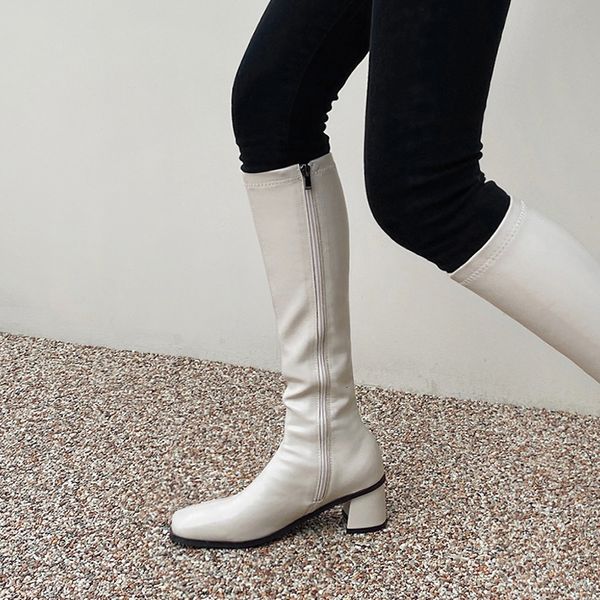 

new winter long black and white size 33-42 high-heeled boots for women ycds