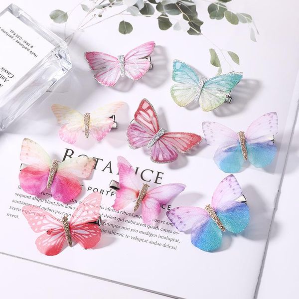 

hair accessories girl butterfly clip colorful resin metal hairpins headwear for women barrette kid styling tools children's, Slivery;white