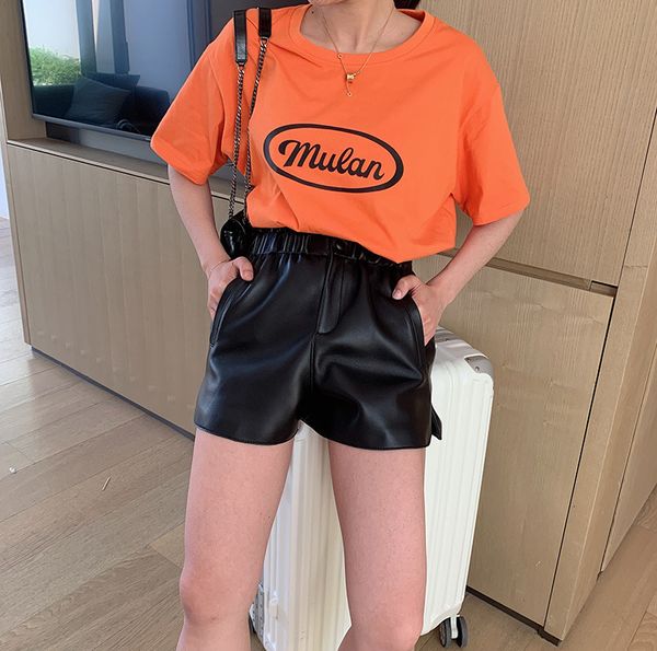

2021 genuine new real-life fashion sheep leather shorts g42 ujsx, White;black