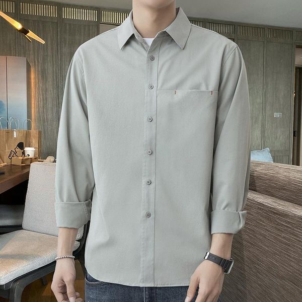 

men's casual shirts 2021 summer turn-down collar shirt male long sleeve loose camisa masculina streetwear fashion a140, White;black