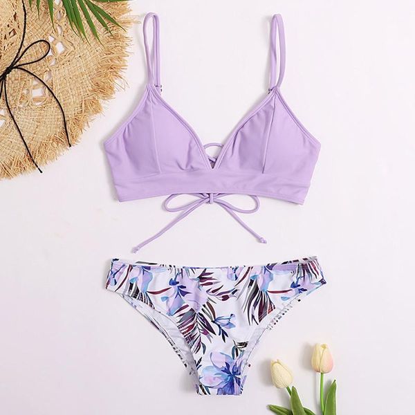 

women's swimwear woman bikini print bandage backless back siamese summer swimming suit women beach wear 2021, White;black