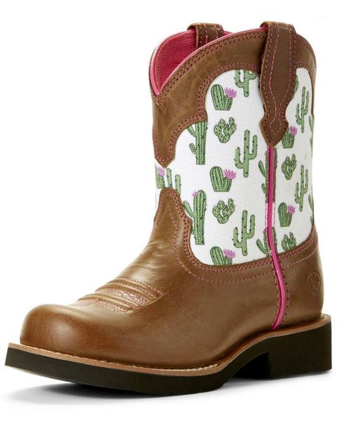 

boots youth girls' cactus print western - round toe1, Black