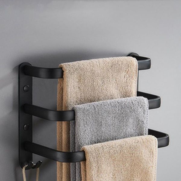 

towel racks hanger wall mounted rack bathroom aluminum black bar rail matte holder