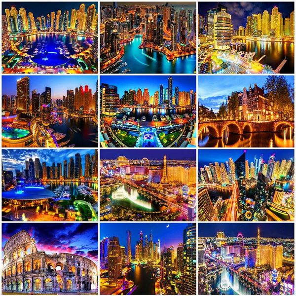 

diamond painting evershine 5d diy city landscape embroidery night full square cross stitch mosaic rhinestone crafts kit