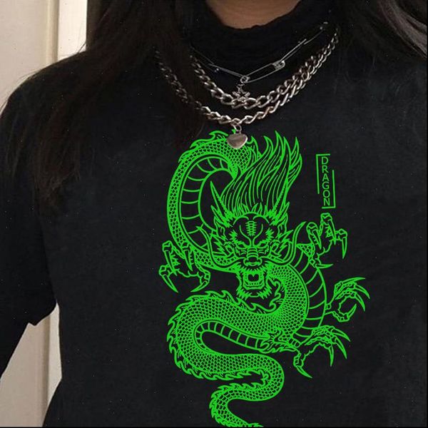 

harajuku vintage fun dragon women t shirt short sleeve tees ulzzang dropshipping clothes vegan cotton gothic mesh punk shirt, White