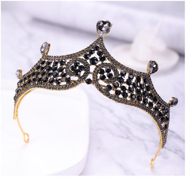 

luxury rhinestone crystal black wedding crown bride tiaras and crowns queen diadem pageant crown bridal hair jewelry acc jllqxz, Silver