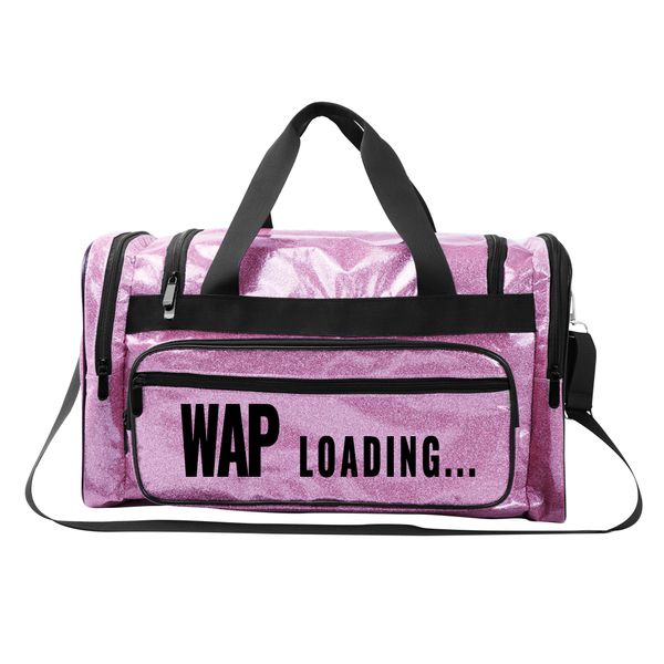 

night bag overnight bling handbag dry and wet travel custom private label luxury glossy women bag custom pink duffle bag travel bags