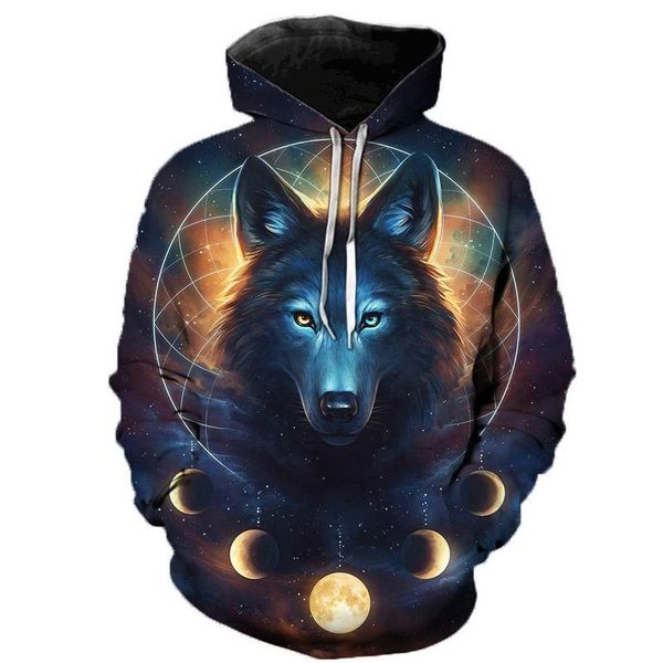 

men's hoodies & sweatshirts 3d wolf men hooded animal printed hoodie tracksuits man/women jackets funny hoody drop, Black