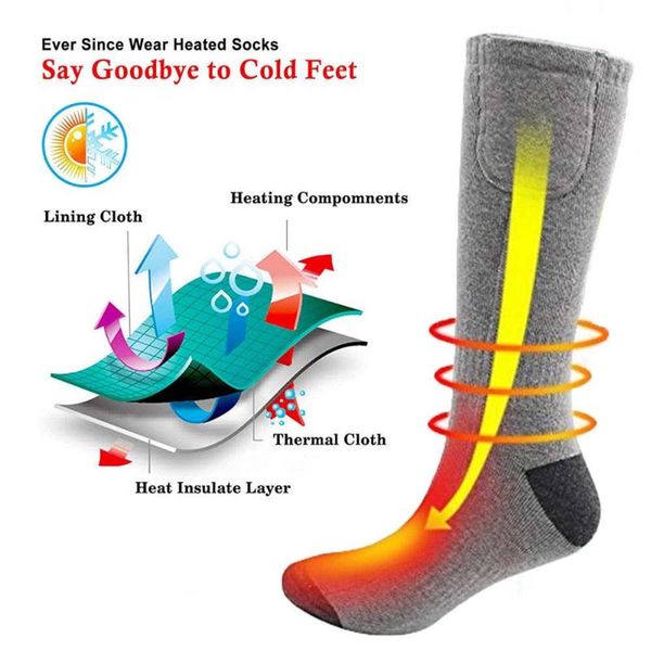 

sports socks electric thermal rechargeable battery operated foot warmers with 3 heat setting, Black