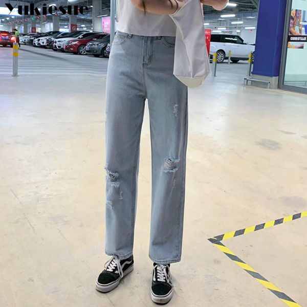 

women's jeans high waisted woman woman's for women wide leg ripped straight boyfriend plus size, Blue