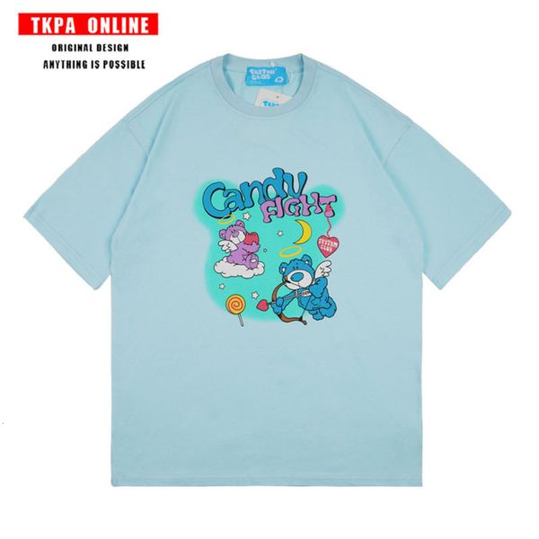 

tkpa bear cartoon printed t-shirt for men and women, White;black