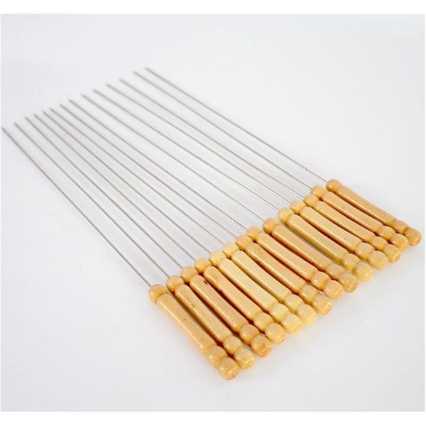 

superior outdoor picnic bbq barbecue skewer roast stick stainless steel needle with a wood handle barbecue mea jllnxs warmslove