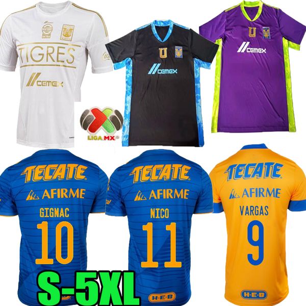 

2021 2022 mexico uanl tigres third soccer jersey 7 stars c.salcedo gignac vargas goalkeeper camiseta de tigres uanl woman 21/22 liga mx 5xl, Black;yellow