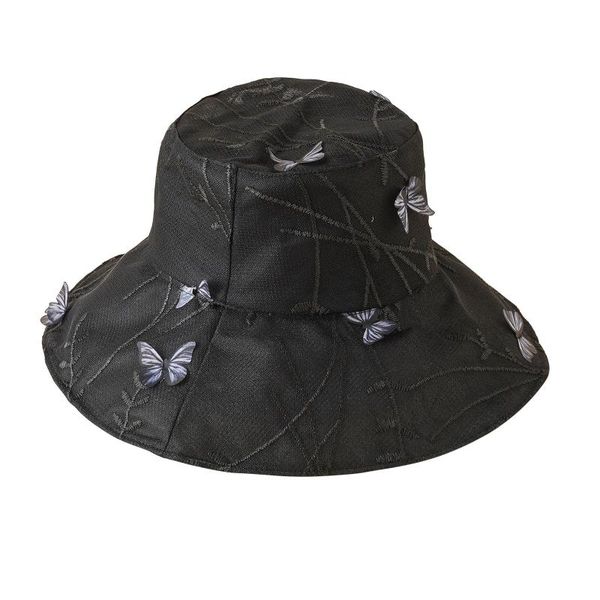

wide brim hats butterfly print bucket casual outdoor panama cap sun shade fisherman caps harajuku foldable women fishing hat, Blue;gray