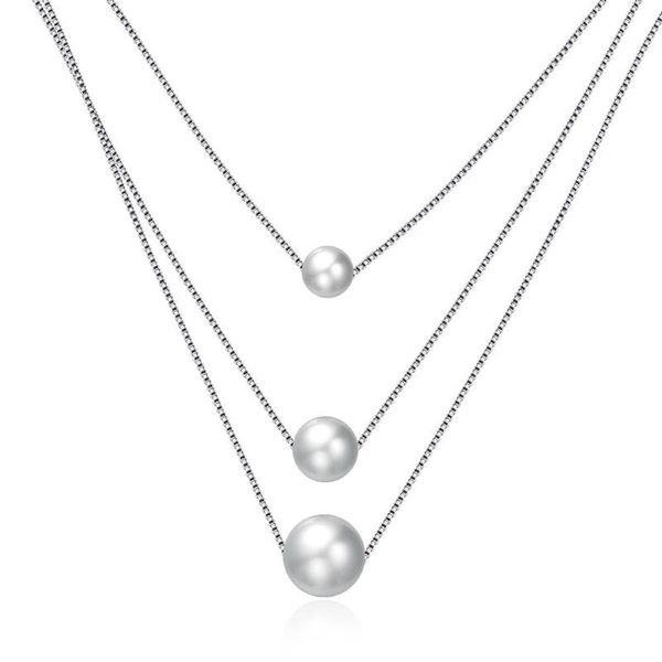 

pendant necklaces silver three pearl necklace women svn103