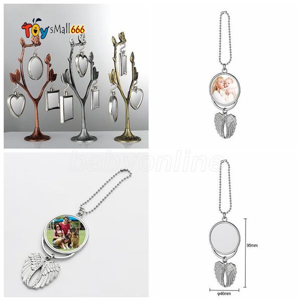 

sublimation blanks car ornament decorations angel wings shape blank transfer printing consumables supplies christmas party gift sxde23